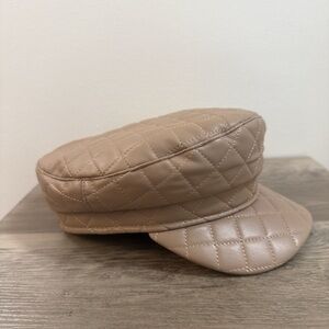 Illuma Tan Faux Leather Newsboy Cap